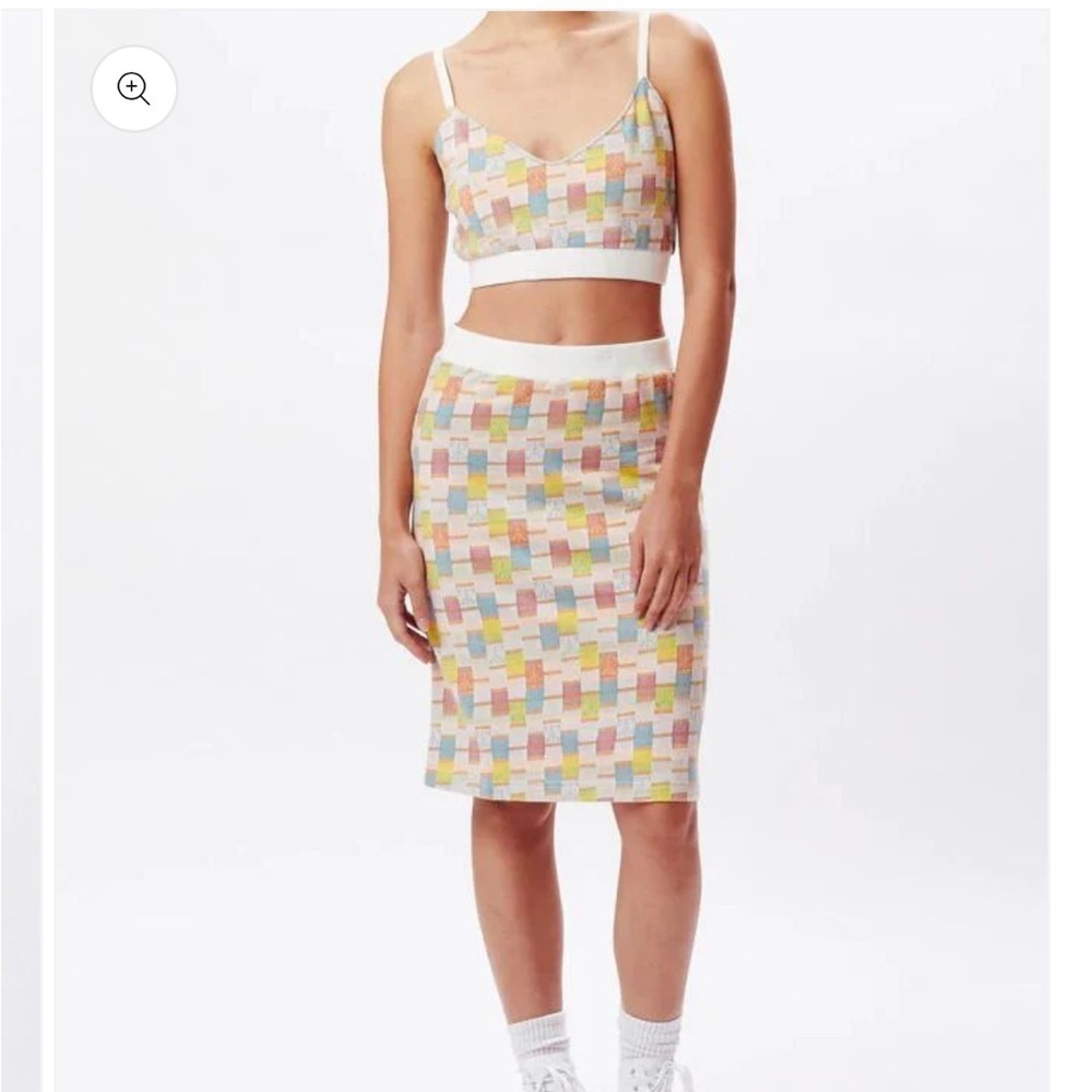Obey Cotton New Preppy Streetwear Pastel Pink Blue Yellow Checked Plaid Skirt M